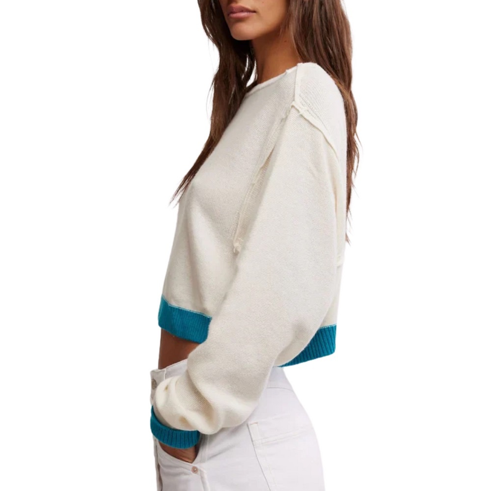 WE THE FREE INTO THE BLUE PULLOVER IN TROPICAL BLUE COMBO $129 nwt - Picture 4 of 6